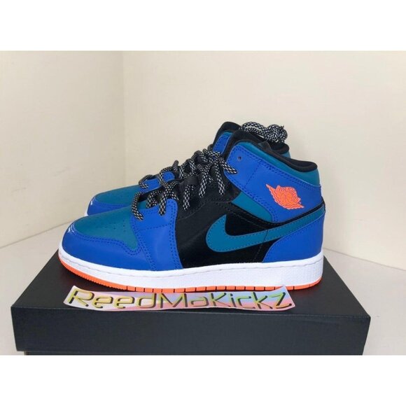 Jordan 1 Mid Racer Blue Knicks kids 5.5Y - Picture 1 of 6